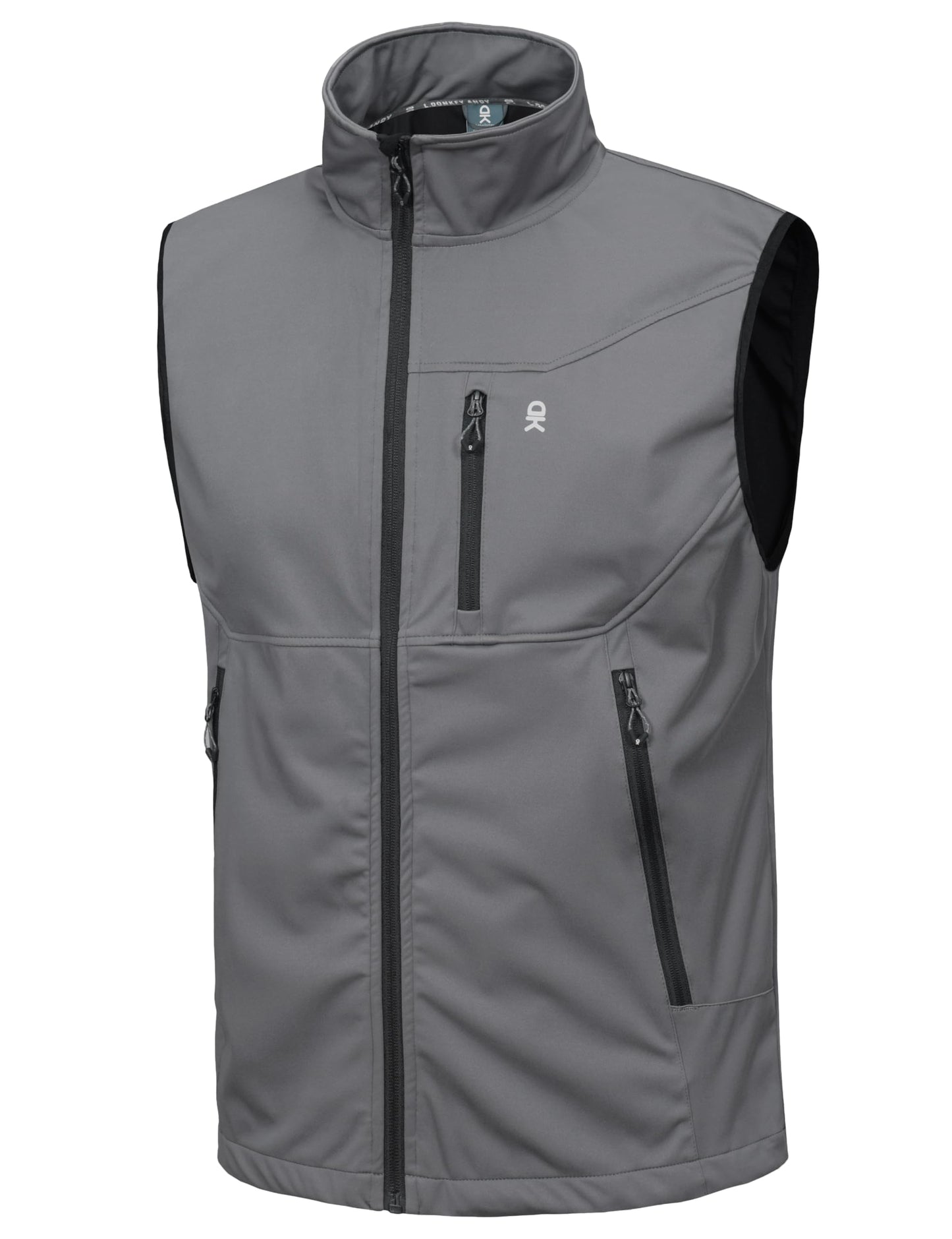 Little Donkey Andy Men's Lightweight Softshell Vest Windproof Sleeveless Jacket for Travel Hiking Running Golf Gray L