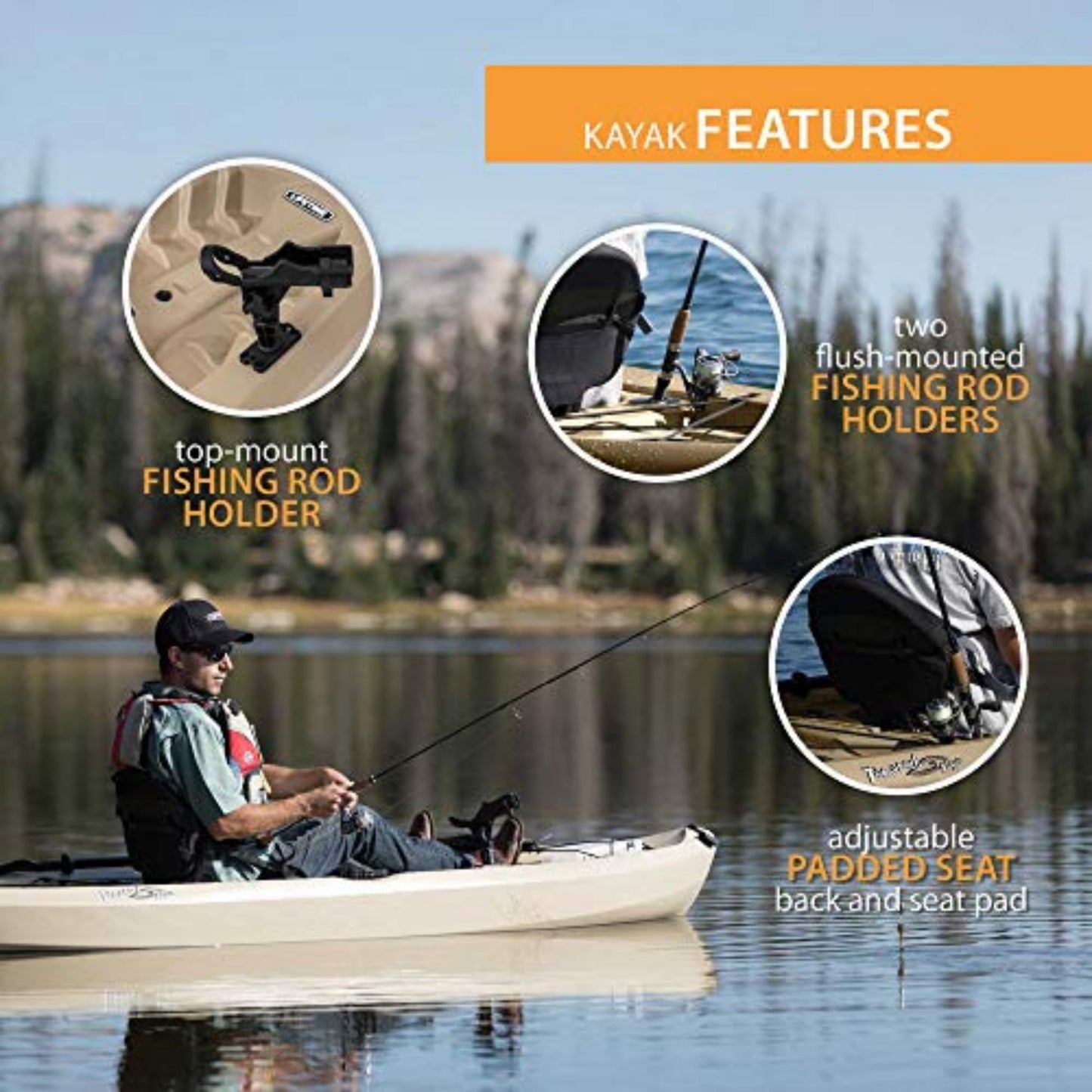 Sit-On-Top Kayak with Paddle for fun relaxation or fishing