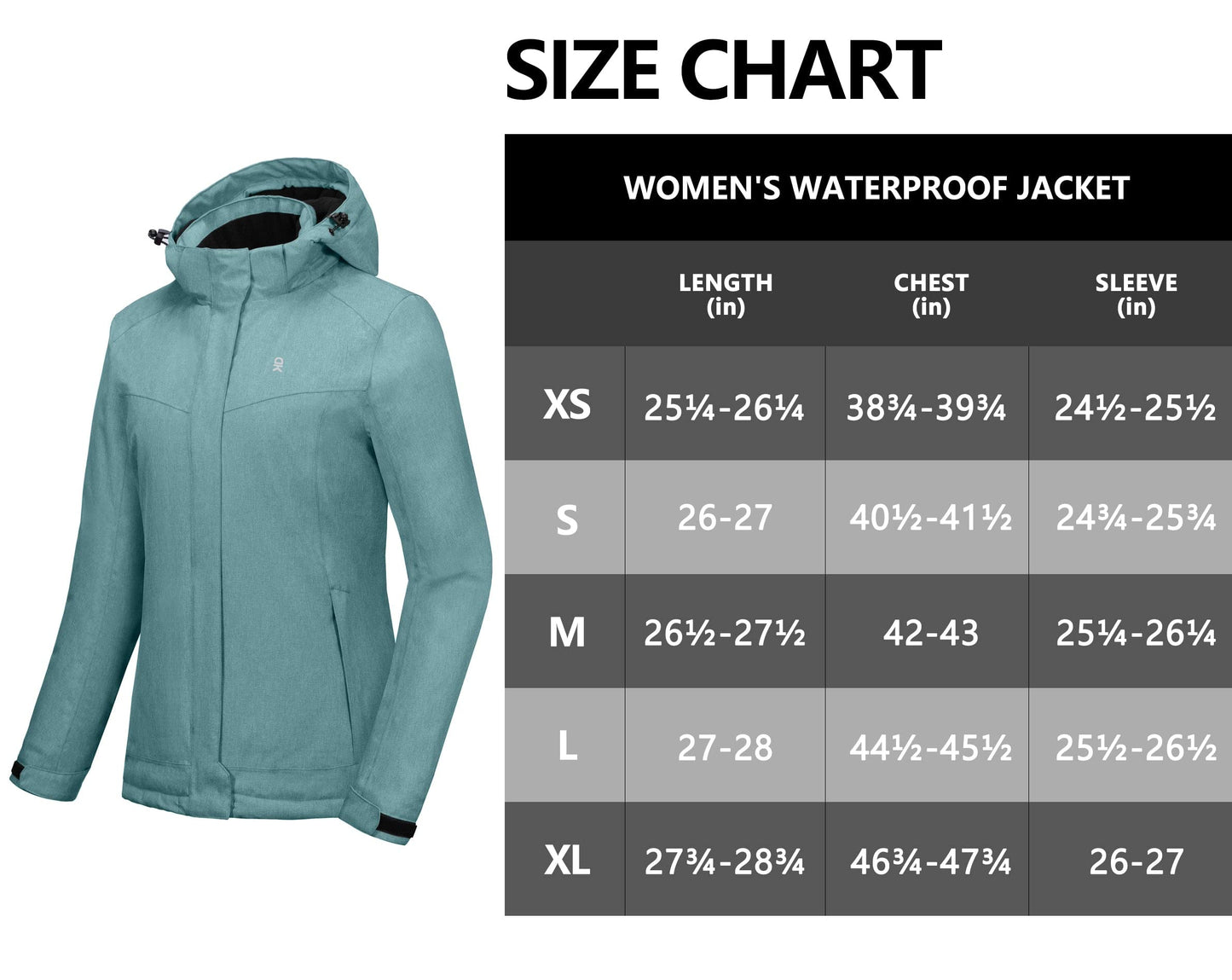 Little Donkey Andy Women's Waterproof Hiking Skiing Jacket with Removable Hood, Fleece Lined Winter Warm Rain Coat Blue Heather M