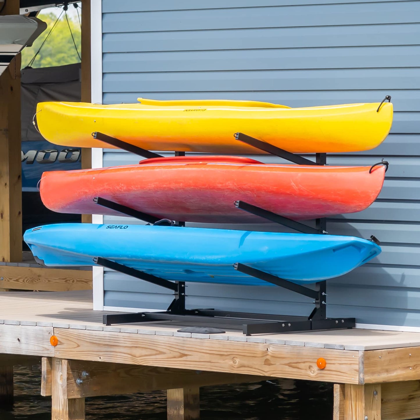 Teal Triangle Freestanding G-Watersport 3 Kayak and SUP Outdoor Storage Rack, Heavy Duty Adjustable Weatherproof Stand