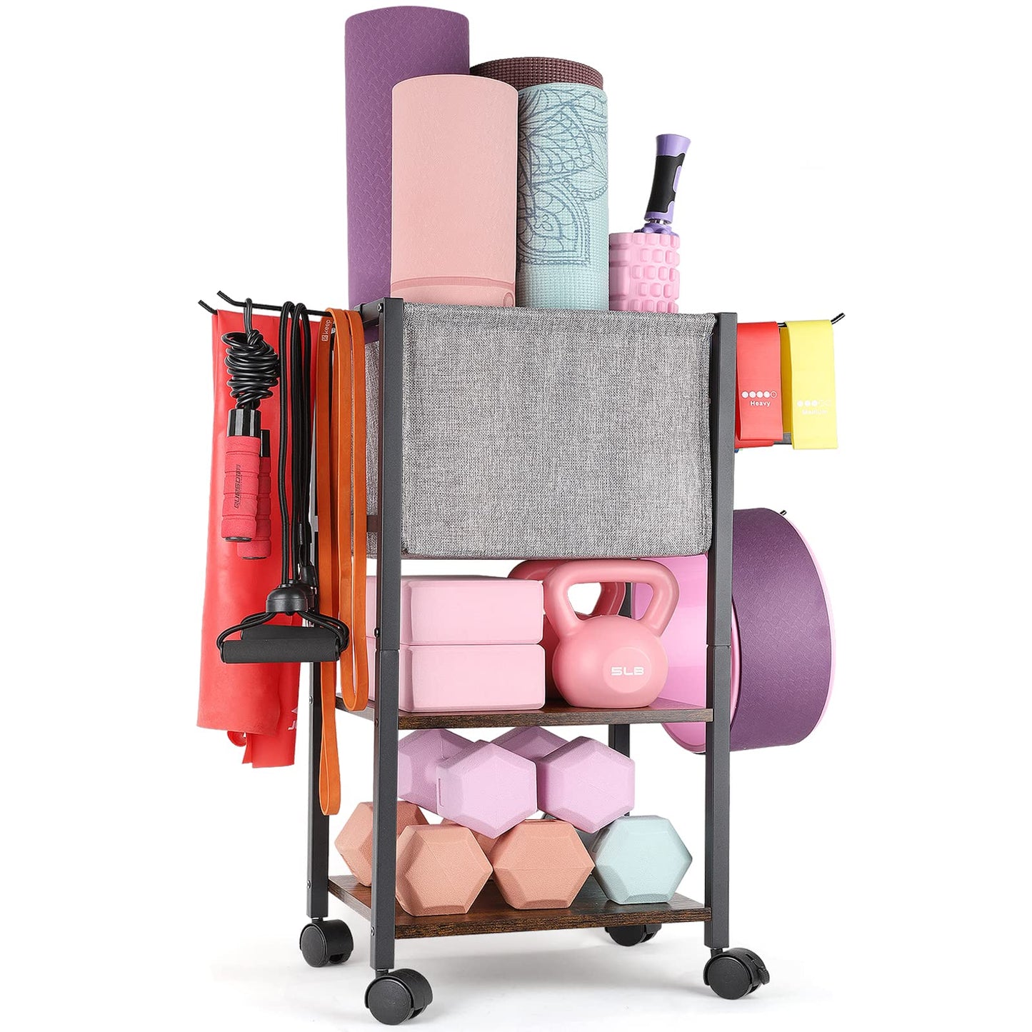 Yoga Mat Storage Rack Home Gym Equipment Workout Equipment Organizer Yoga Mat Holder for Dumbbell,Kettlebell and More Gym Accessories Gym Essentials Women Men Fitness Exercise Equipment Organization