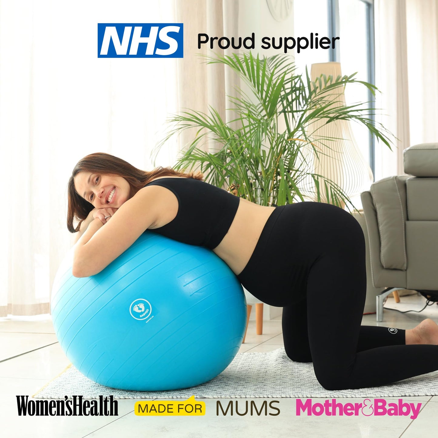 BABYGO® Birthing Ball for Pregnancy & Labor + Our Award Winning Book - Exercise, Birth & Recovery Plan, 5X Stronger Than a Yoga Ball with Eco Friendly Material (Turquoise, 65cm)