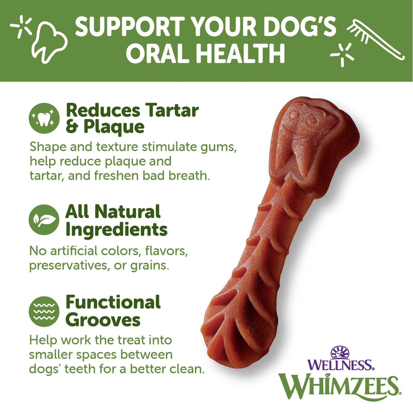 WHIMZEES by Wellness Value Box Natural Dental Chews for Dogs, Long Lasting Treats, Grain-Free, Freshens Breath, Small Breed, 89 count