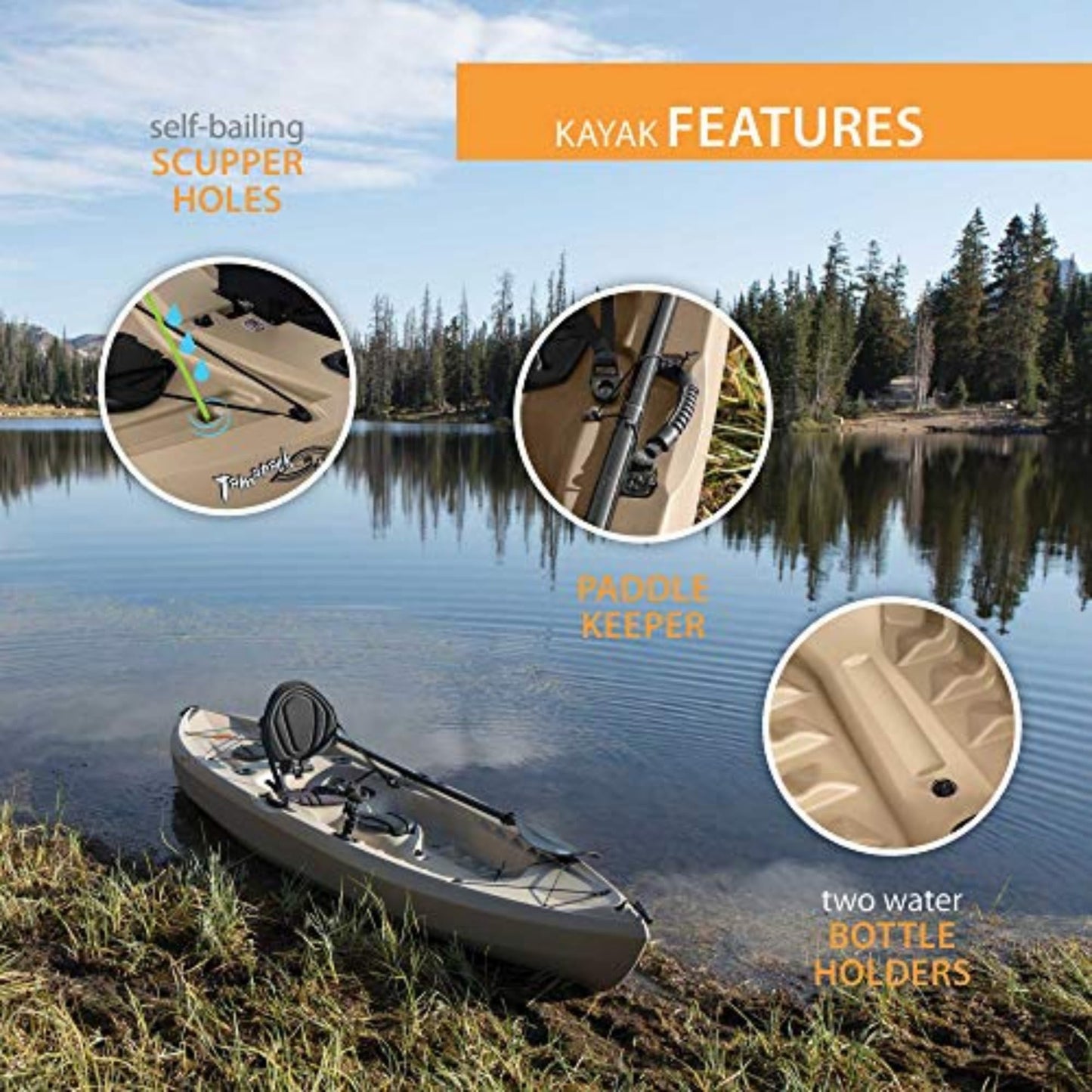 Sit-On-Top Kayak with Paddle for fun relaxation or fishing