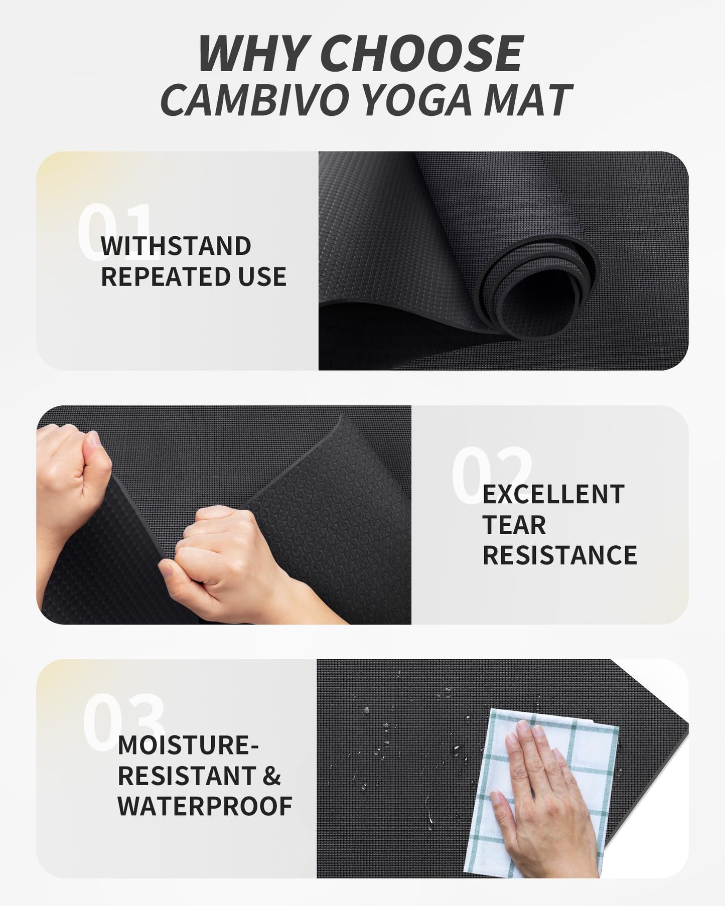 CAMBIVO Yoga Mat for Women and Men, Extra Long and Wide Exercise Mat(84" x 30" x 1/4 inch), Large Non Slip Workout Mat for Yoga, Pilates, Fitness, Barefoot Workouts, Home Gym Studio