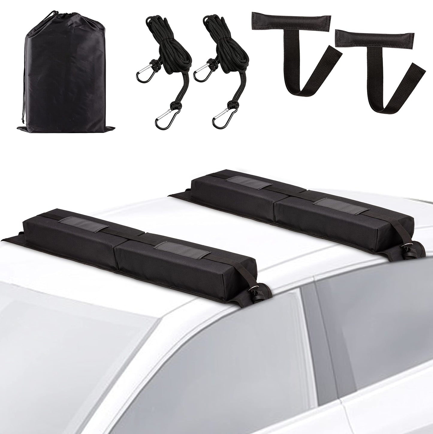 ZONETECH Soft Roof Rack Pads Heavy Duty, Use with or Without Cross Bar, Non-Slip, Use for Kayak, Surfboard, Canoe, and More (1 Set)