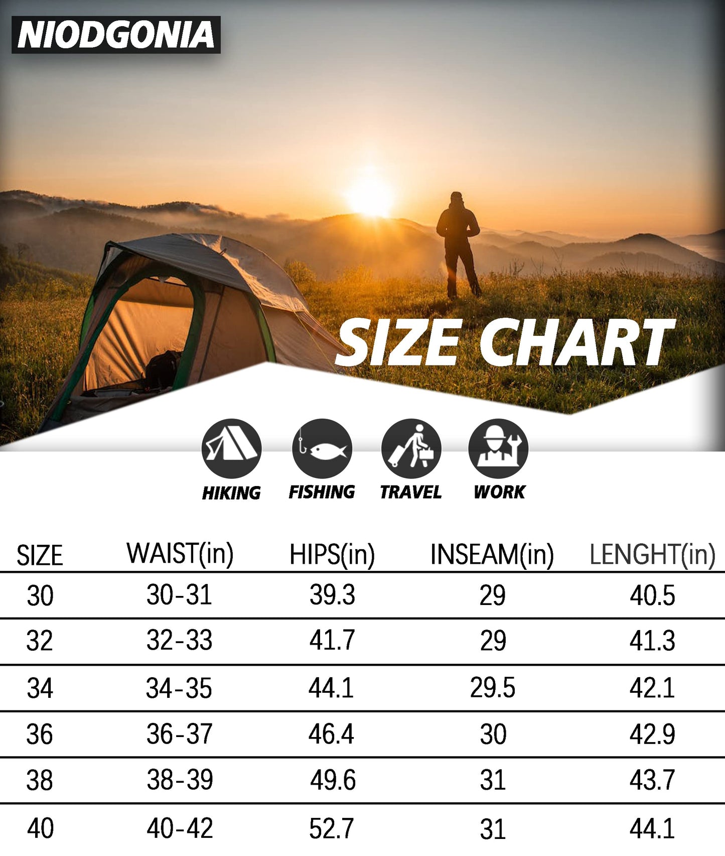 Mens Hiking Convertible Pants Waterproof Lightweight Quick Dry Zip Off Fishing Travel Safari Outdoor Cargo Work Trekking Trousers Black 36