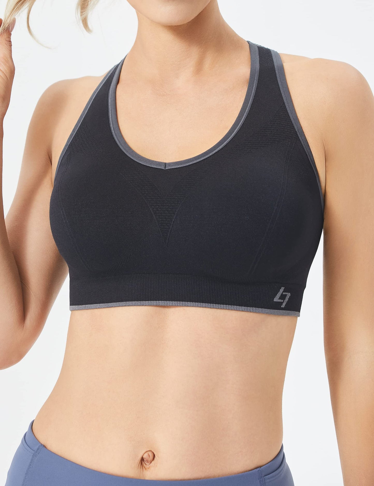 FITTIN Sports Bras for Women Padded: Seamless Cross Back Bras 4 Pack for Workout Yoga