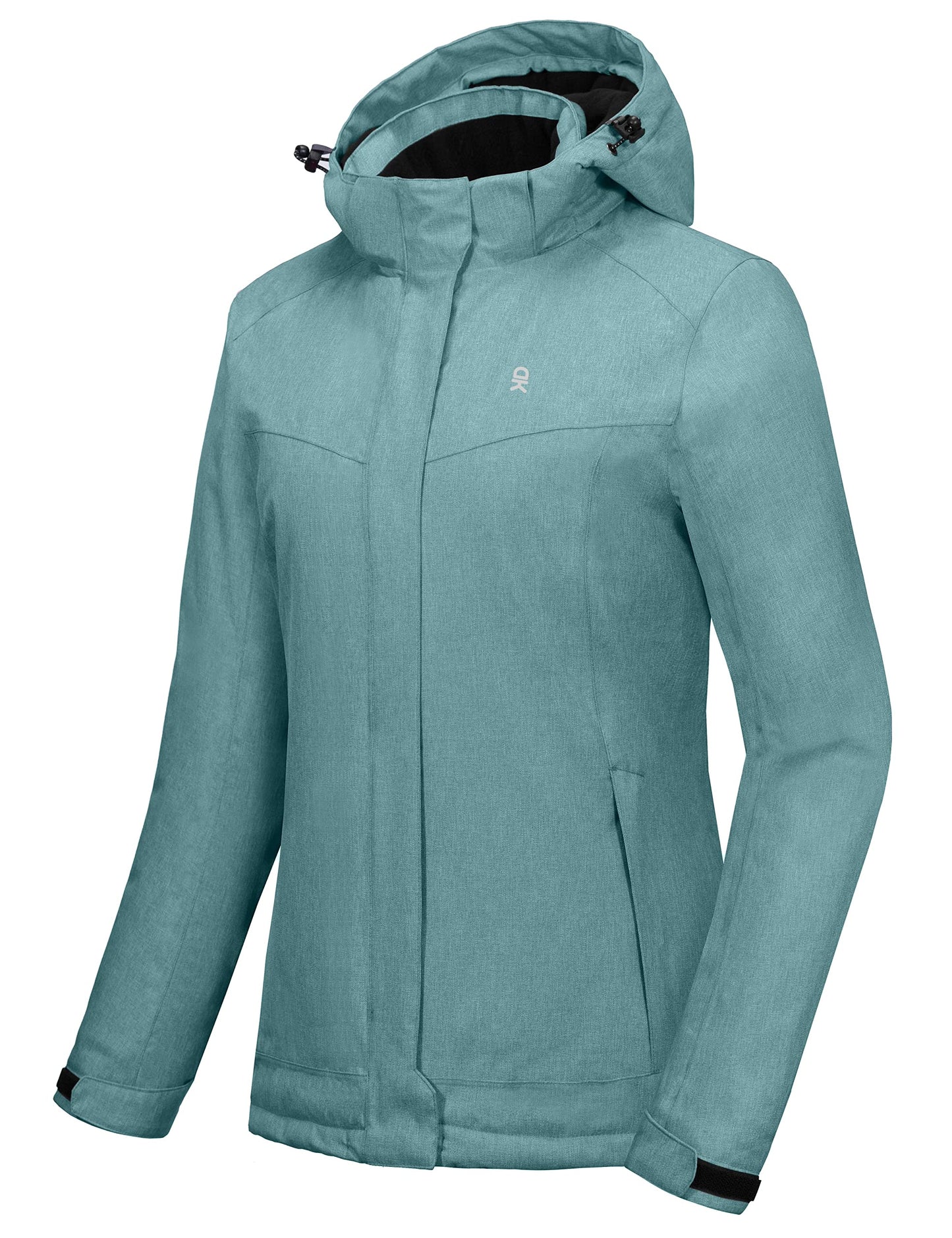 Little Donkey Andy Women's Waterproof Hiking Skiing Jacket with Removable Hood, Fleece Lined Winter Warm Rain Coat Blue Heather M