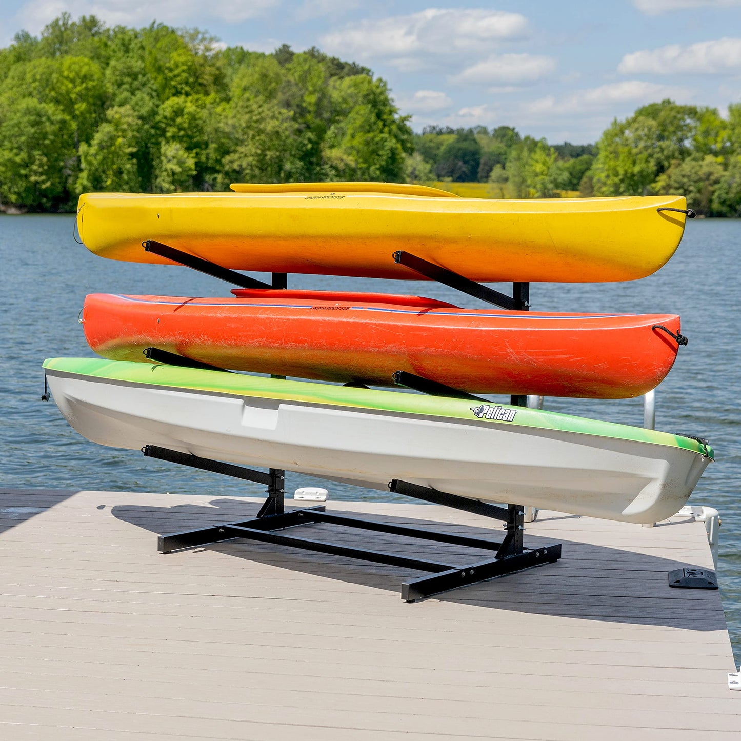 Teal Triangle Freestanding G-Watersport 3 Kayak and SUP Outdoor Storage Rack, Heavy Duty Adjustable Weatherproof Stand