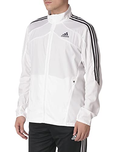 adidas Men's Marathon Jacket 3-Stripes, White/Black, X-Large
