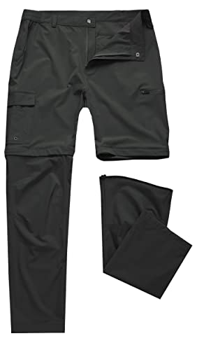 Mens Hiking Convertible Pants Waterproof Lightweight Quick Dry Zip Off Fishing Travel Safari Outdoor Cargo Work Black 36