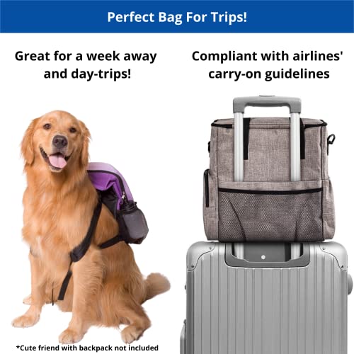 Dog Travel Bag | Dog Food Storage Containers, Silicone Mat, Large Collapsible Bowls | Airline Approved Dog Accessories Organizer | Dog Poop Bag Dispenser | Dog Stuff & Pet Supplies Travel Essentials