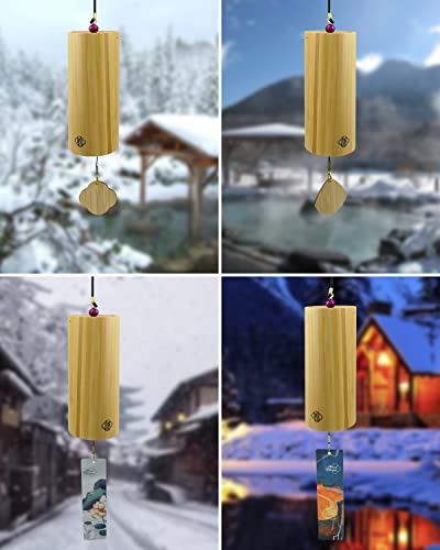Bamboo Wind Chimes Chime for Sound Healing Meditation and Calming Emotions Classic Home Decoration Good Gift for Family Friends (Am Chord) with Gift Box