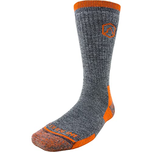 CloudLine Men’s and Women’s Merino Wool Hiking Socks - Cushioned, Warm, Anti-Blister, Moisture Wicking, Made in USA - Autumn Orange, Size Large, 1 Pair