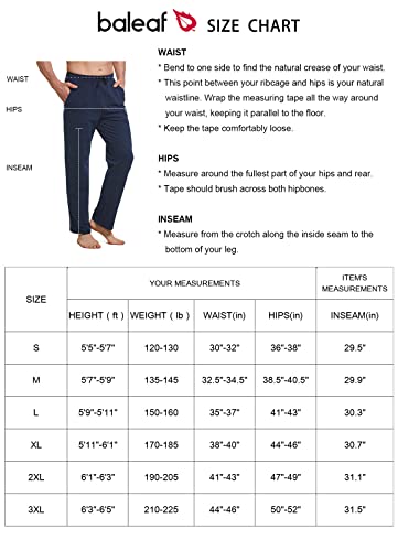 BALEAF Men's Sweatpants Casual Lounge Cotton Pajama Yoga Pants Open Bottom Straight Leg Male Sweat Pants with Pockets Charcoal L