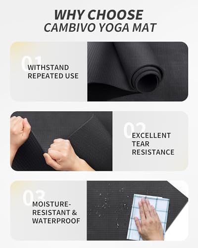 CAMBIVO Yoga Mat for Women and Men, Extra Long and Wide Exercise Mat(84" x 30" x 1/4 inch), Large Non Slip Workout Mat for Yoga, Pilates, Fitness, Barefoot Workouts, Home Gym Studio(Black)