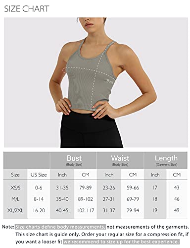 ODODOS Women's Crop Camisole 3-Pack Washed Seamless Rib-Knit Crop Tank Tops, Long Crop, Beige Coral Teal, X-Small/Small