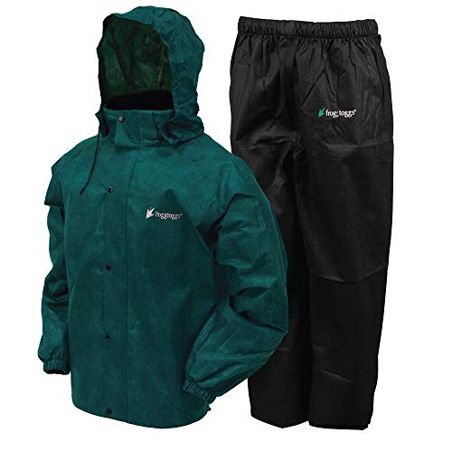FROGG TOGGS Men's Classic All-Sport Waterproof Breathable Rain Suit , Dark Green Jacket/Black Pants, Medium