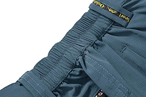 TBMPOY Men's Lightweight Hiking Pants Quick Dry Mountain Fishing Cargo Outdoor Pants Thin Stone Blue L