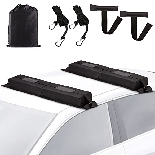 Zone Tech Soft Roof Rack Pads Heavy Duty, Use with or Without Cross Bar, Non-Slip, Use for Kayak, Surfboard, Canoe, and More (1 Set)