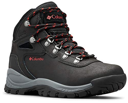 Columbia womens Newton Ridge Plus Waterproof Hiking Boot, Black/Poppy Red, 10 US