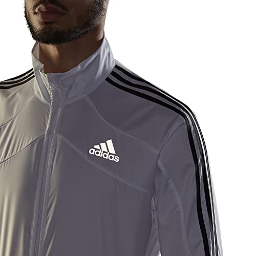 adidas Men's Marathon Jacket 3-Stripes, White/Black, X-Large