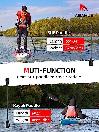 Abahub SUP Paddles - 4 Piece Adjustable Stand up Paddle - Lightweight Oar for Paddleboard, Aluminum Alloy PU Coated Shaft 68" - 86", Black Plastic Nylon Blade