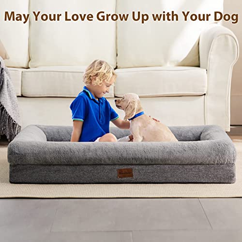 BFPETHOME Sofa Dog Beds for Large Dogs, Washable Large Dog Bed with Bolster, Orthopedic Large Dog Beds with Removable Covers & Waterproof Dog Bed for Pet