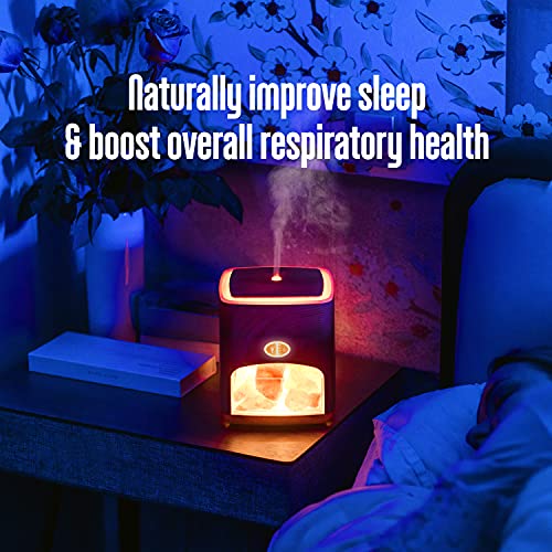 Himalayan Pink Salt Diffuser & 10 Essential Oils – 2-in-1 Therapeutic Device - Aromatherapy & Ionic Himalayan Salt Therapy – 400ml Ultrasonic Vaporizer and Ionizer with Ambient Glow (Light)