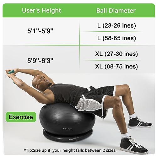 Trideer Ball Chair Yoga Ball Chair Exercise Ball Chair with Base for Home Office Desk, Stability Ball & Balance Ball Seat to Relieve Back Pain, Home Gym Workout Ball for Abs, Pregnancy Ball with Pump