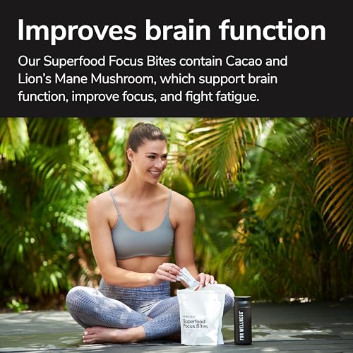 For Wellness Superfood Focus Bites (20 Count), Cocoa Espresso Brownie – Reduces Fatigue, Improves Digestion & Support Brain Function