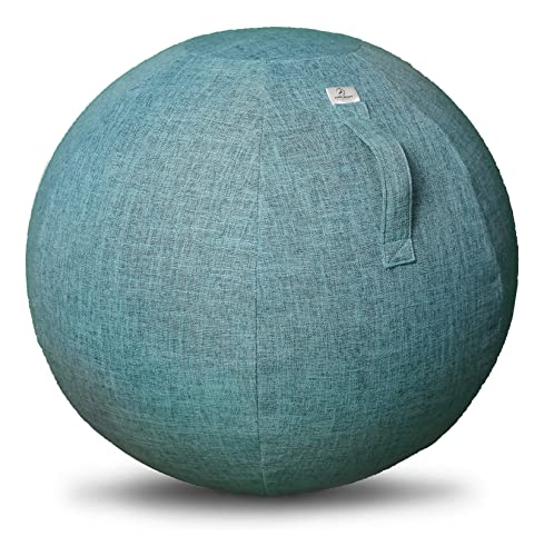 ProBody Pilates Yoga Ball Chair - Exercise Ball Chair for Home or Office, Balance Ball Chair with Yoga Ball Cover, Upgrade Stability Ball with Attractive Cover (Azure, 24 in)