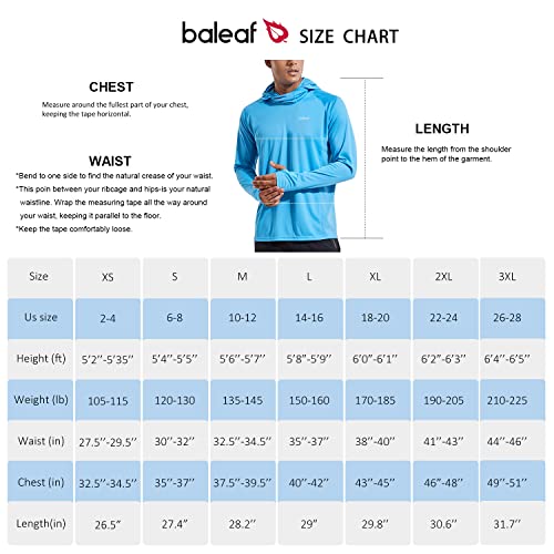 BALEAF Mens Shirt UV SPF Hoodie Shirt UPF 50+ Sun Protection T-Shirts with Mask Rash Guard Fishing Lightweight, 02-Blue, X-Large, Long Sleeve