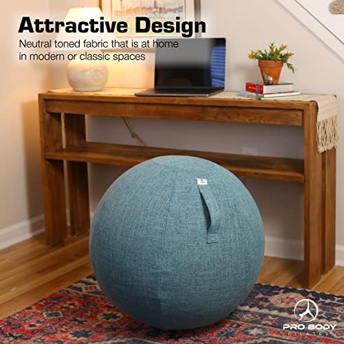 ProBody Pilates Yoga Ball Chair - Exercise Ball Chair for Home or Office, Balance Ball Chair with Yoga Ball Cover, Upgrade Stability Ball with Attractive Cover (Azure, 24 in)